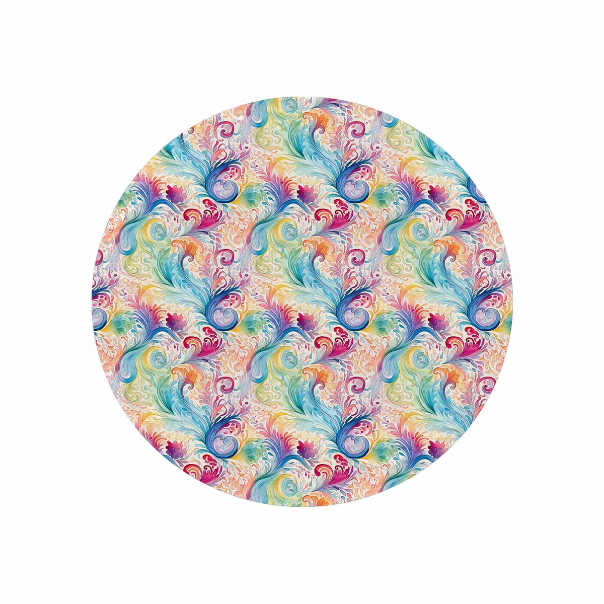 Pastel Rainbow Paisley  Circular Micro Fleece Blanket 47"