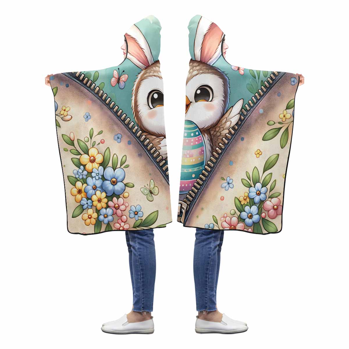 Easter Owl Awd 1302  Hooded Blanket 60"x50"