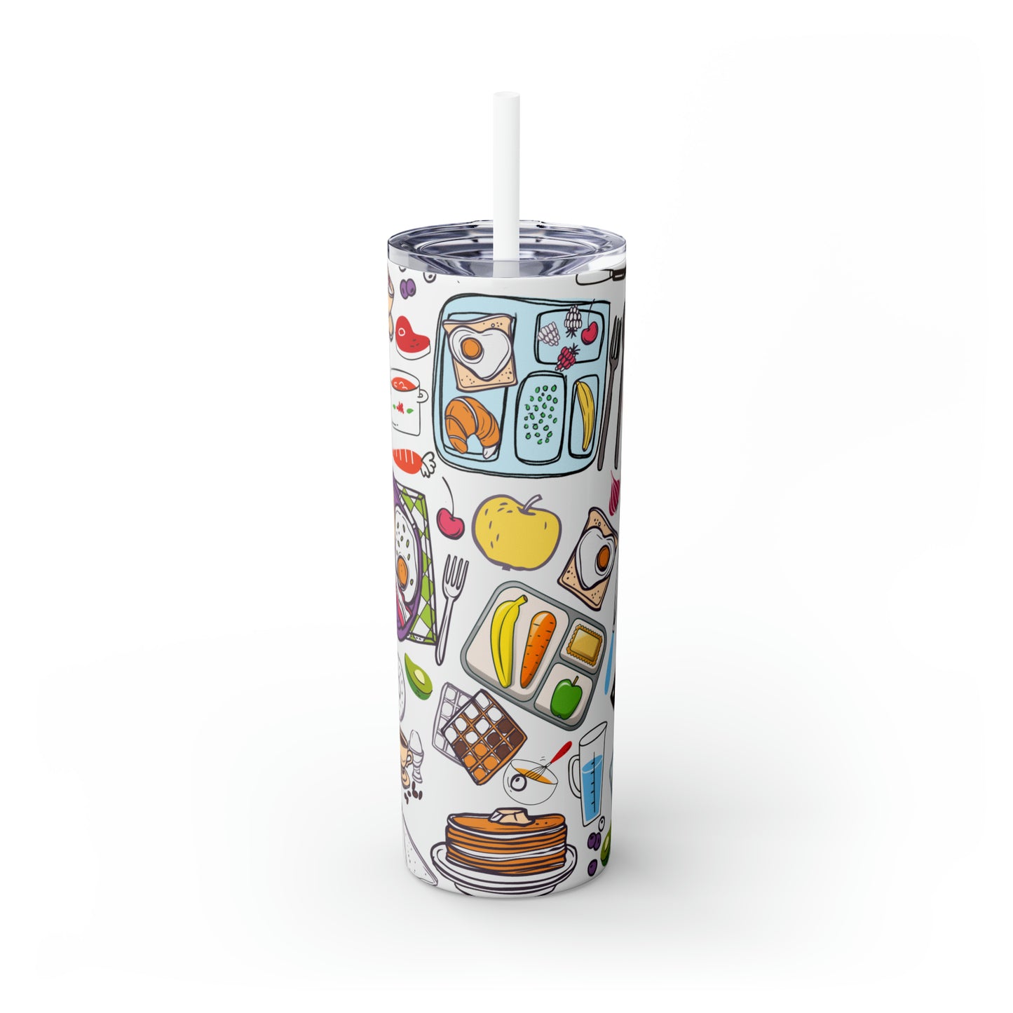 Skinny Tumbler with Straw, 20oz, Lunch Lady