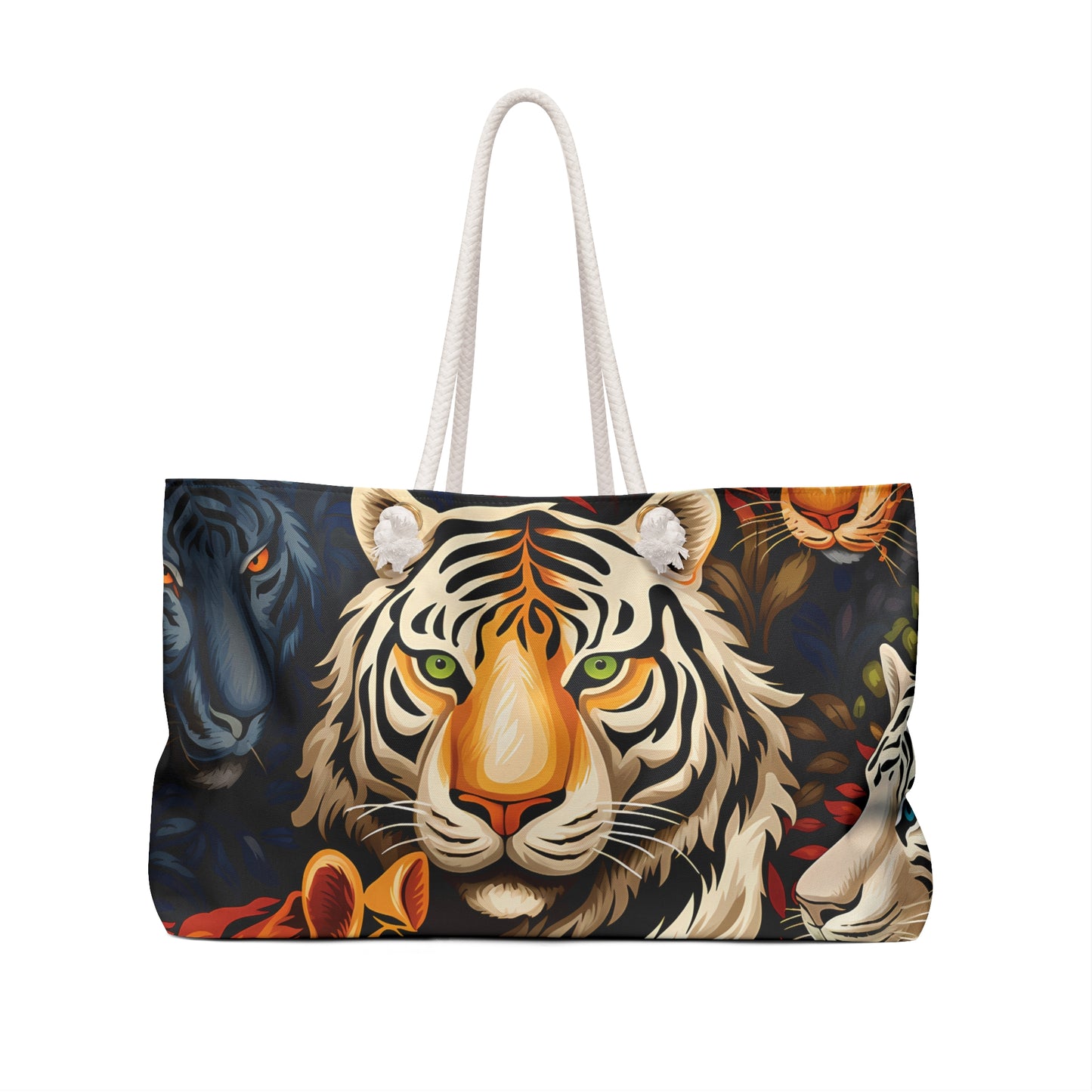 Personalised/Non-Personalised Weekender Bag, Wild Animals, Tigers, Large Weekender Bag, Beach Bag, Book Bag