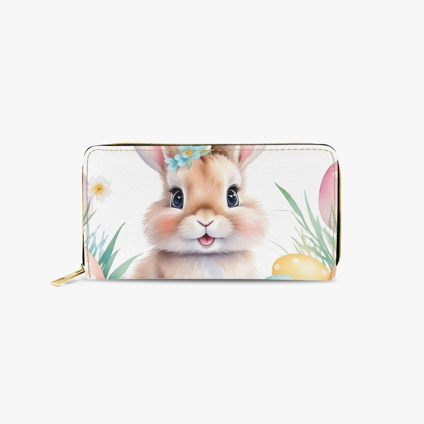 Long Type Zipper Purse, Easter, Rabbit, awd-652