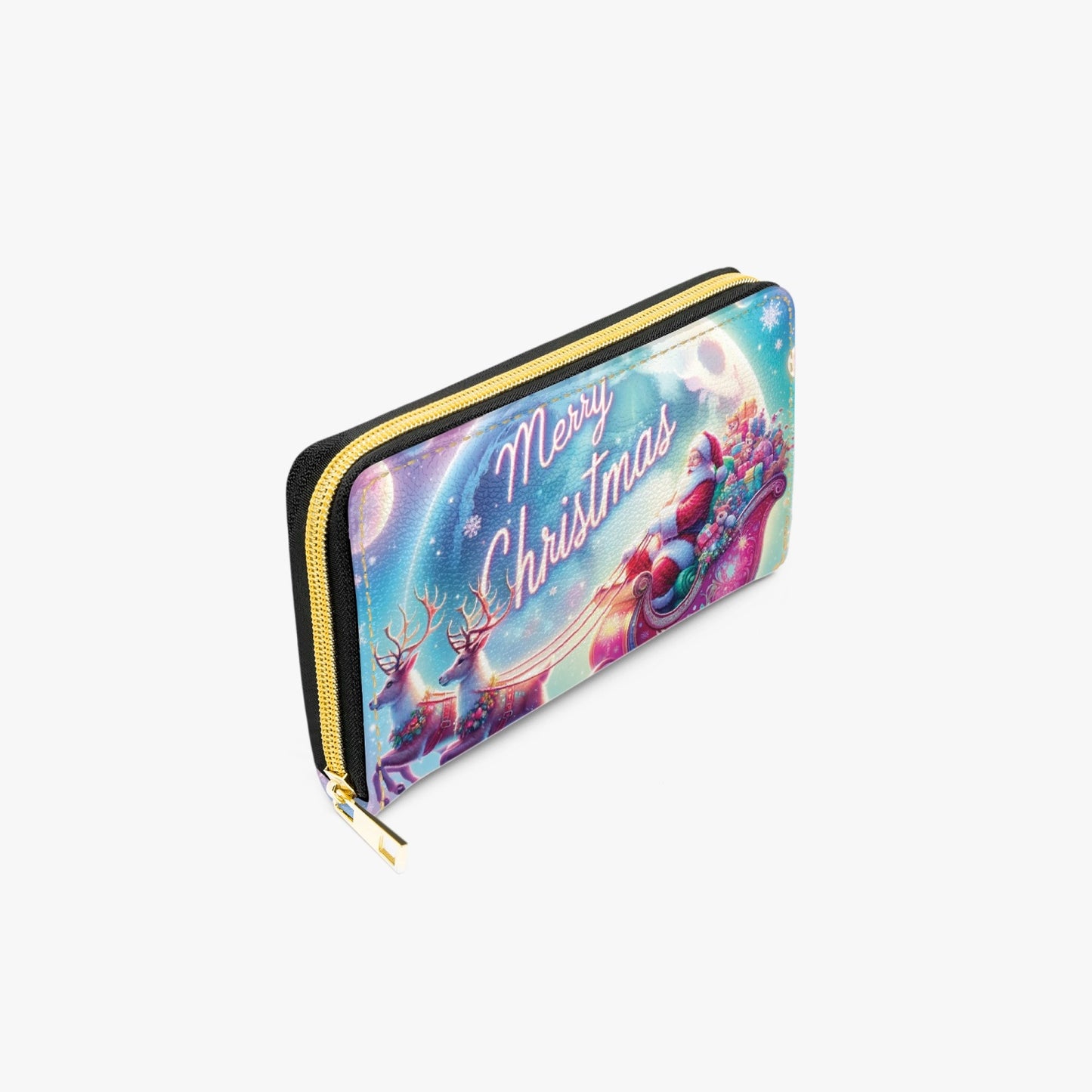 Long Type Zipper Purse - Christmas, Santa Sleigh