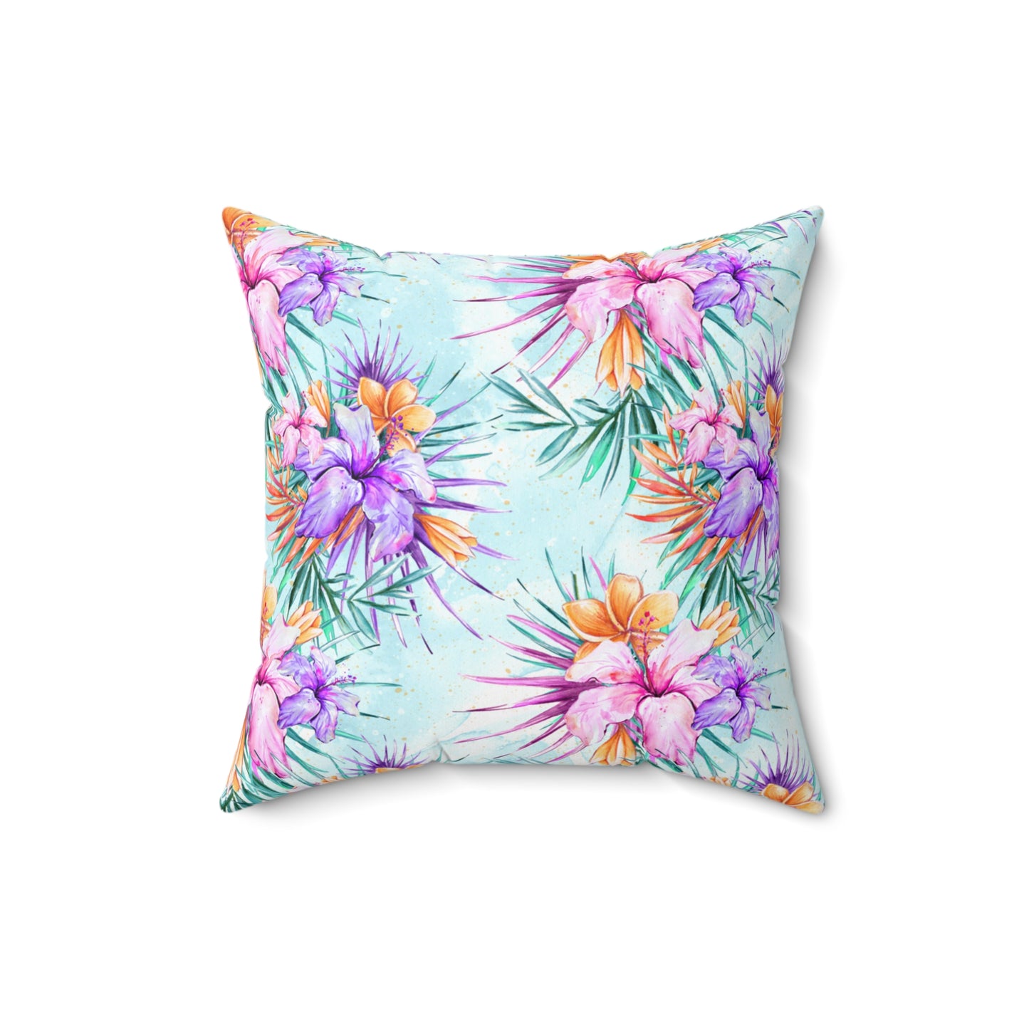 Spun Polyester Square Pillow, Summer Floral Cushion