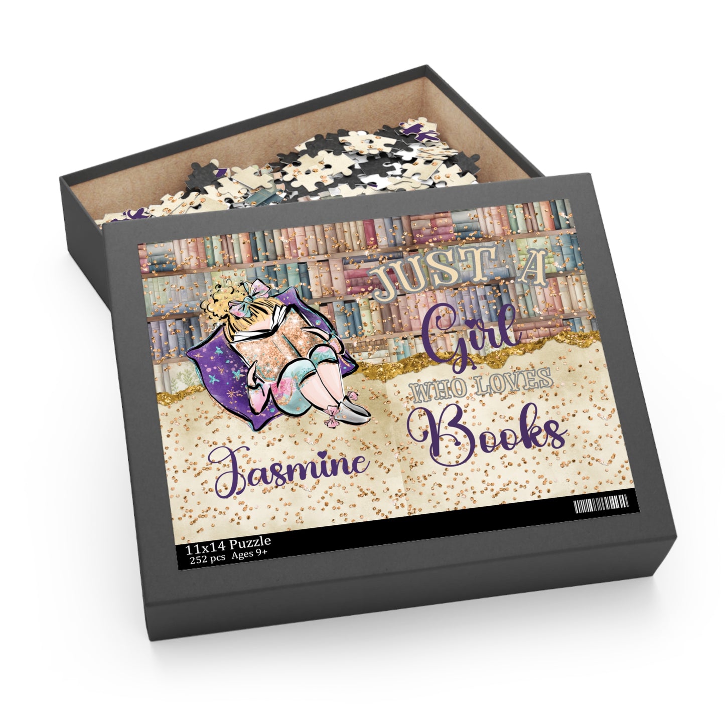 Puzzle, Just a Girl who Loves Books, Blonde Hair, Personalised, (120, 252, 500-Piece)