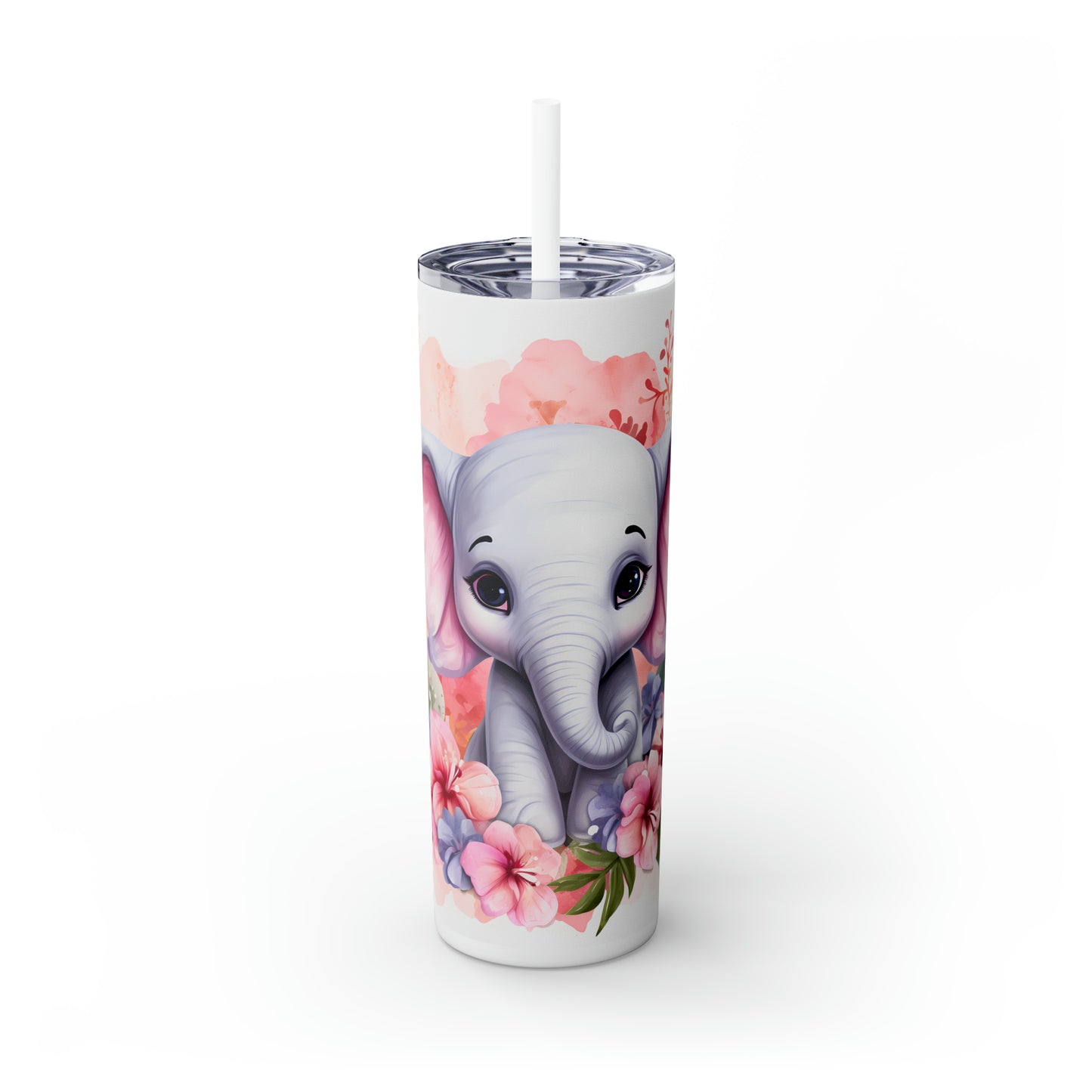 Skinny Tumbler with Straw, 20oz, Elephant, awd-255