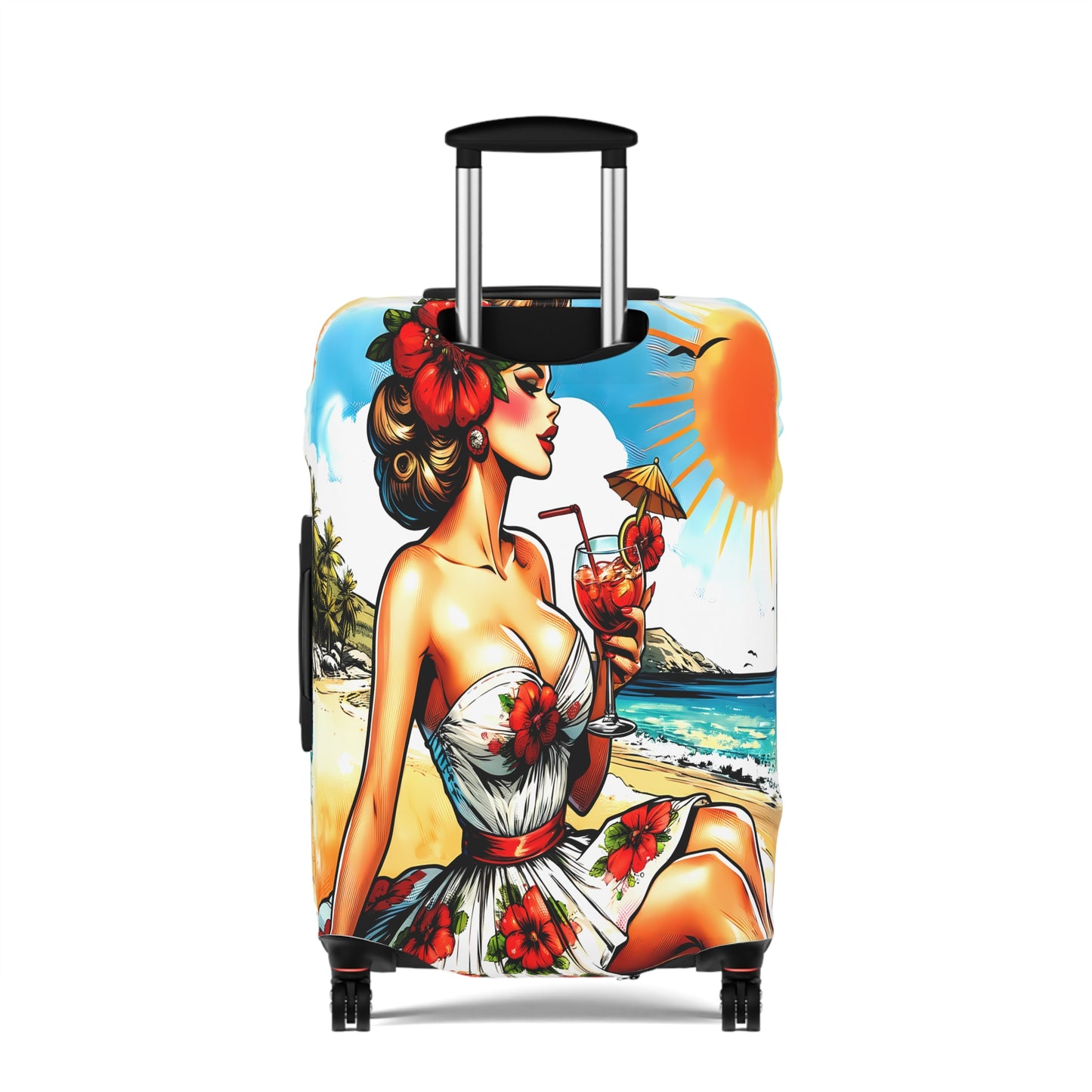 Luggage Cover, Retro Girl, at the Beach, awd-3002