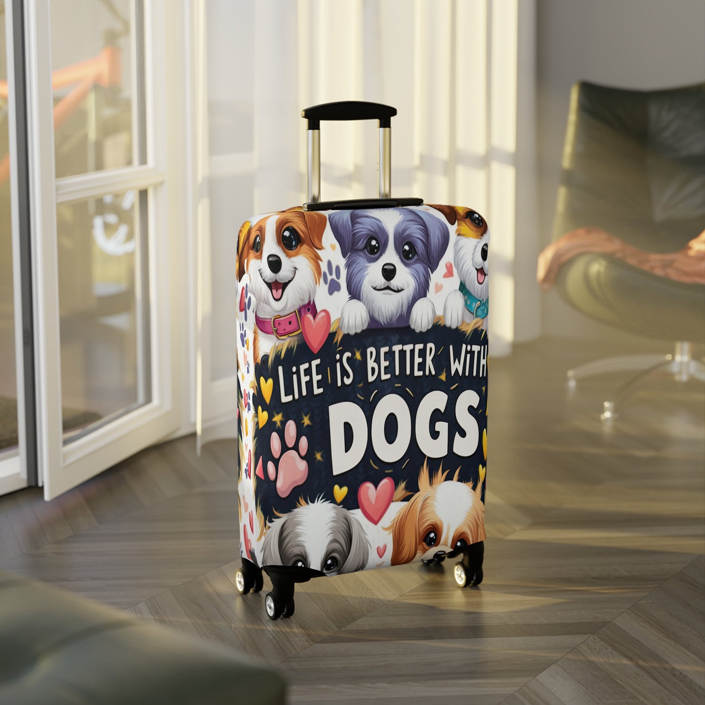 Luggage Cover, Life is better with Dogs, awd-3107