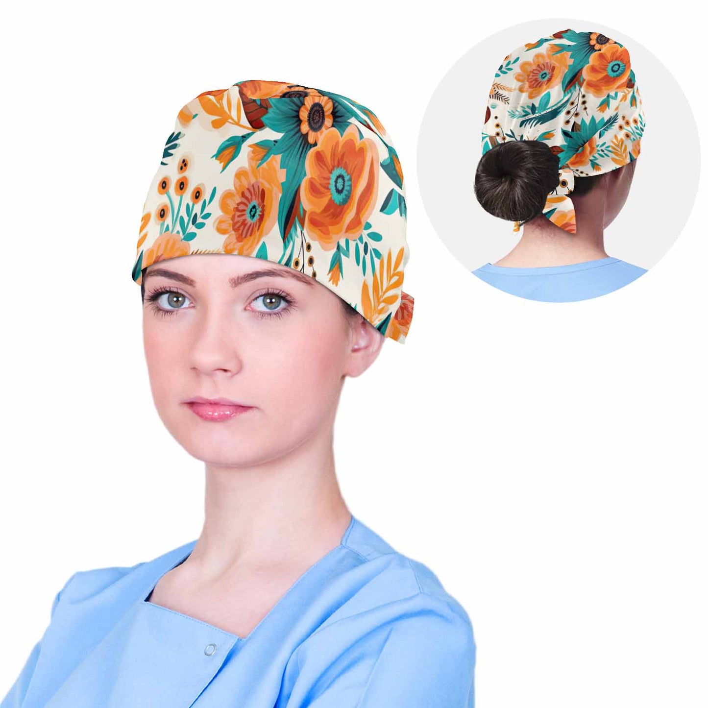 Nurse Scrub Cap Boho Large Floral  Scrub Cap