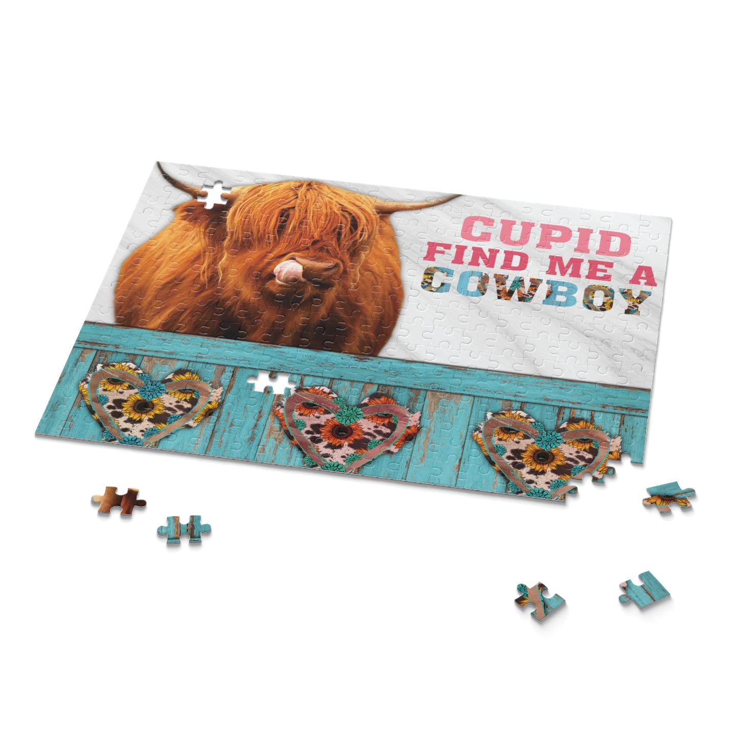 Personalised/Non-Personalised Puzzle, Highland Cow (120, 252, 500-Piece)