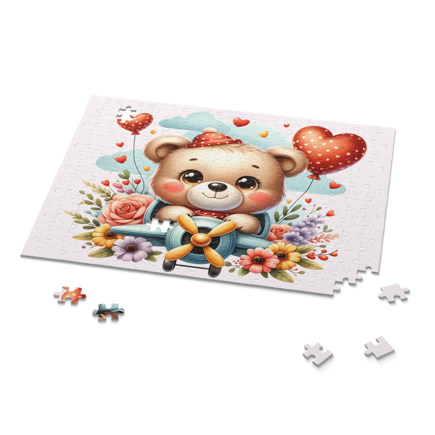 Personalised/Non-Personalised Puzzle, Bear in Plane (120, 252, 500-Piece)