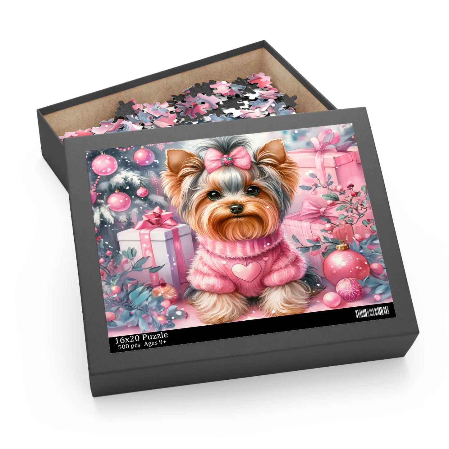 Personalised/Non-Personalised Puzzle, Christmas, Yorkshire Terrier (120, 252, 500-Piece)