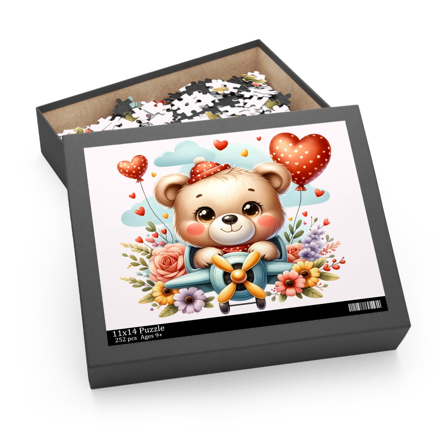 Personalised/Non-Personalised Puzzle, Bear in Plane (120, 252, 500-Piece)