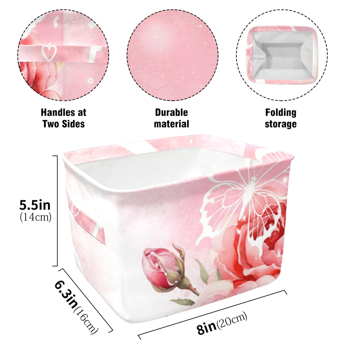 roses1 Fabric Storage Basket