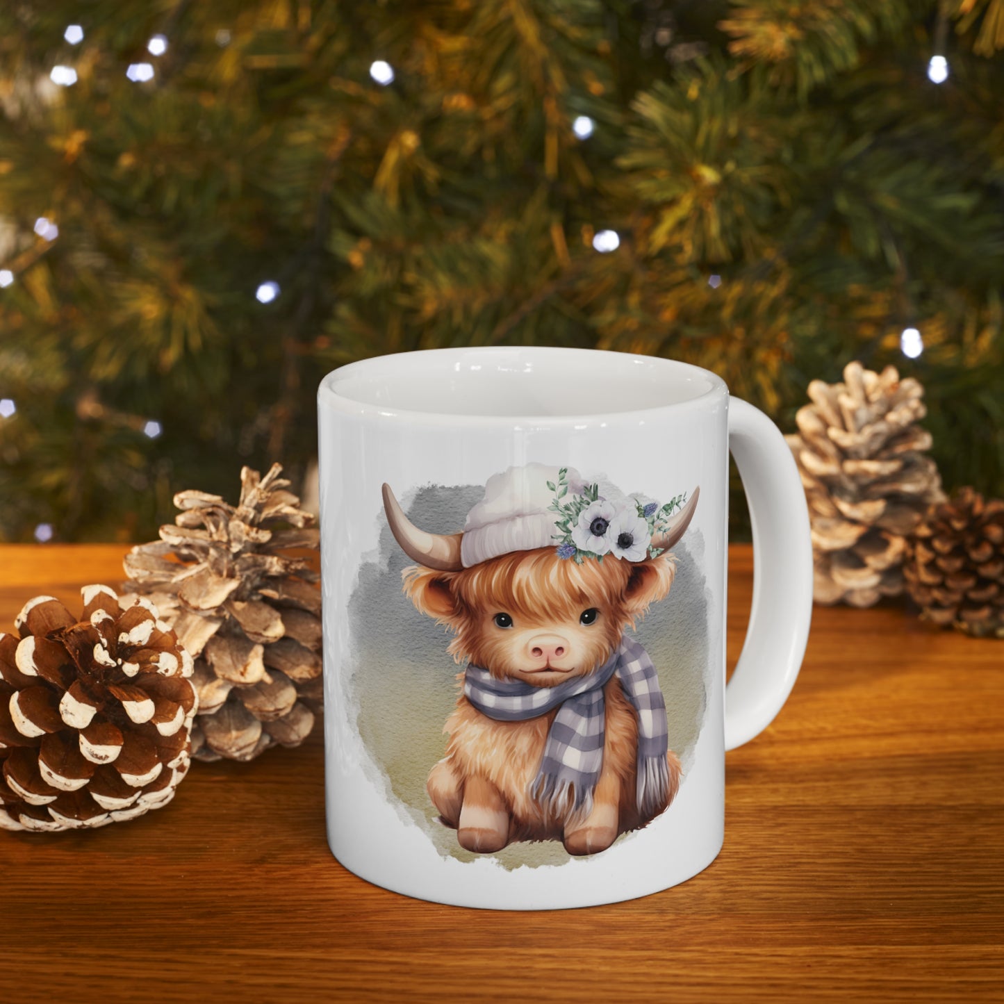 Personalised/Non Personalised Highland Cow, Ceramic Mug 11oz, Highland Cow Mug