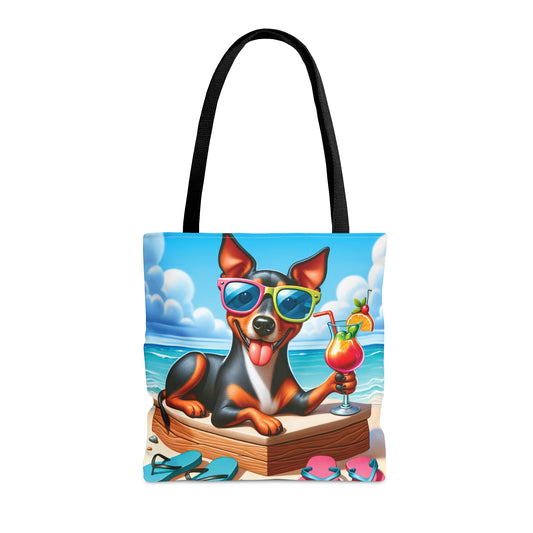 Tote Bag, Dog on Beach, Manchester Terrier, Tote bag, awd-1223