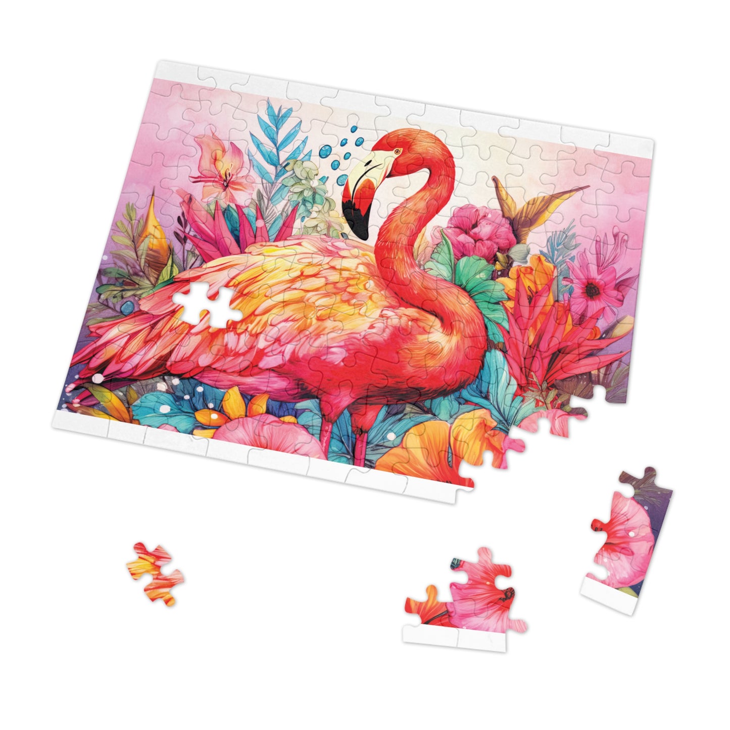 Jigsaw Puzzle, Flamingo, Personalised/Non-Personalised (30, 110, 252, 500,1000-Piece)