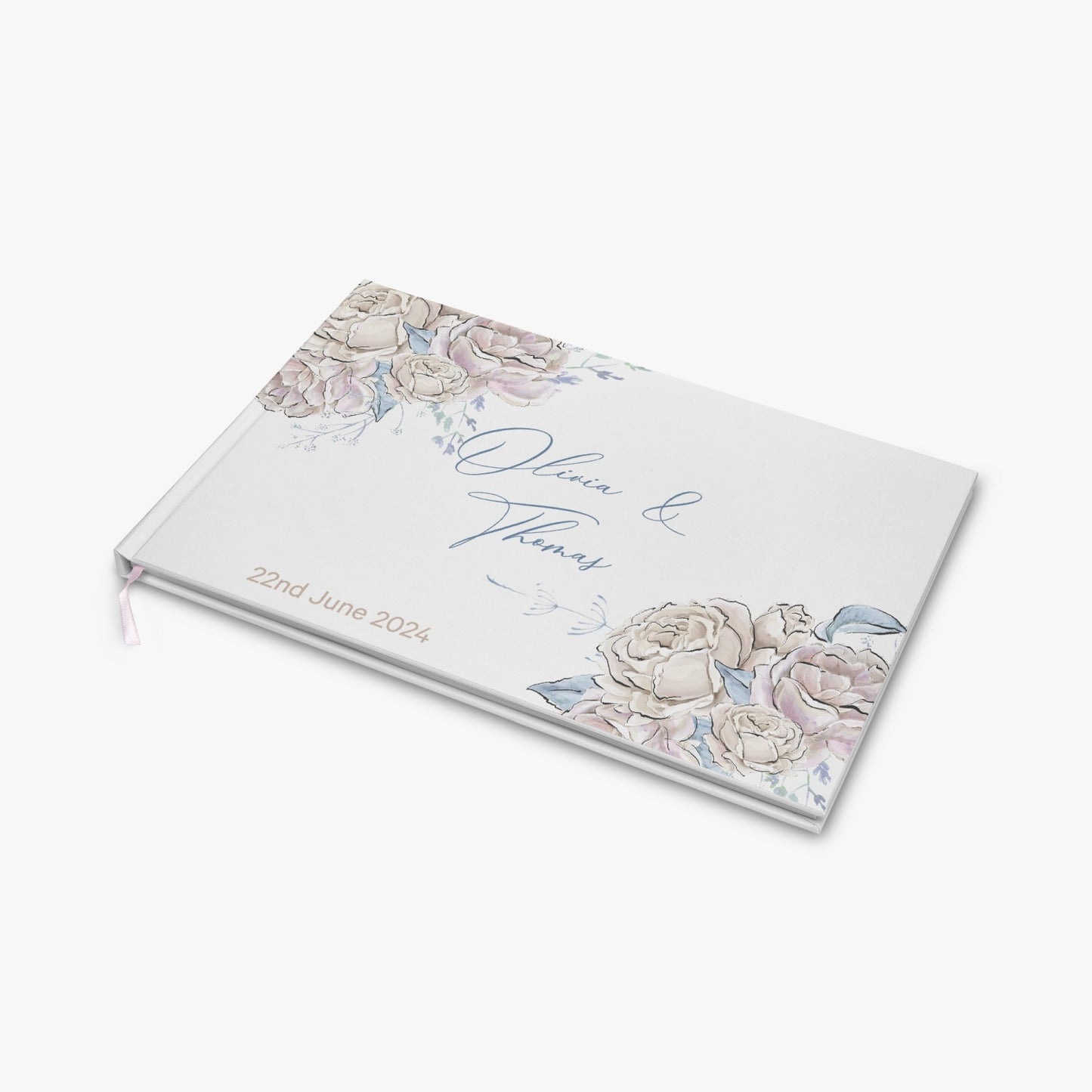 Rectangle Wedding Guest Book, Romance Floral, Personalised