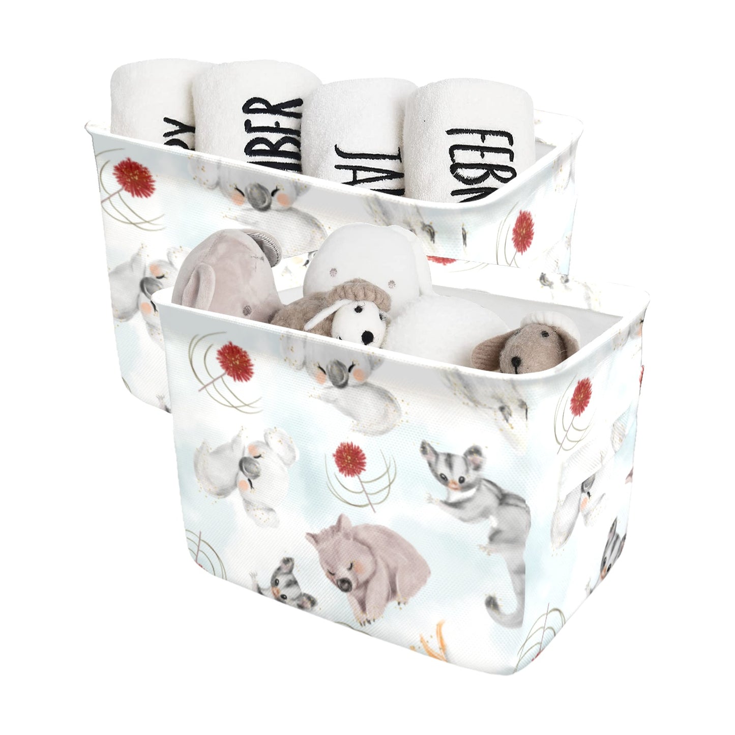 Australian Animals Koala, Sugar Glider, Wombat Fabric Storage Basket