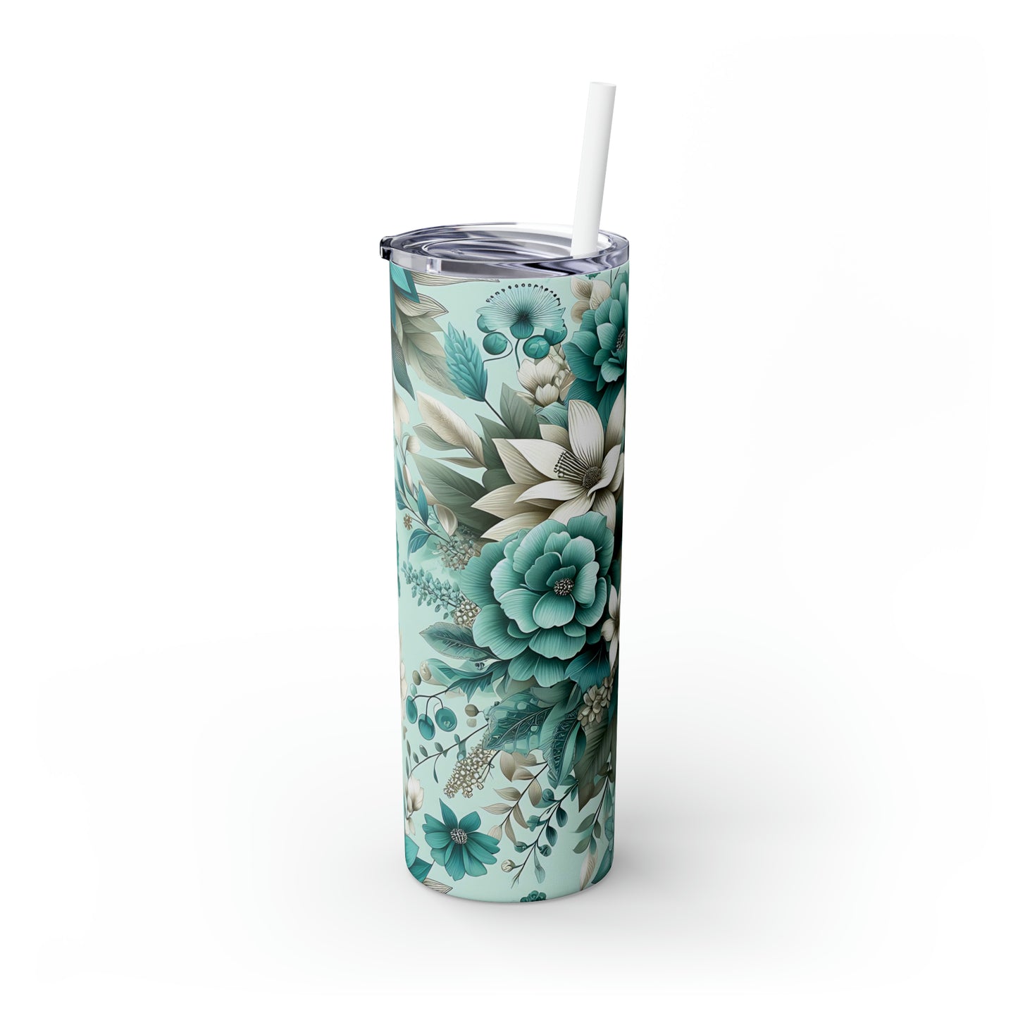 Skinny Tumbler with Straw, 20oz, Floral, awd-440