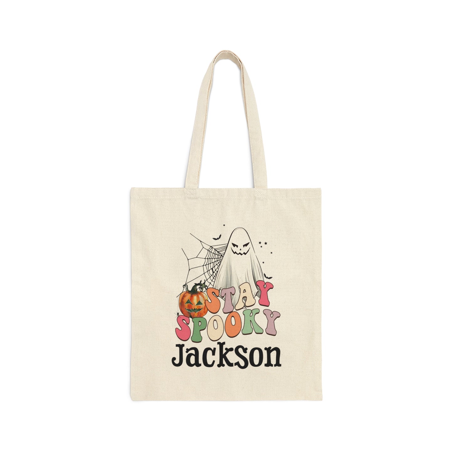 Cotton Canvas Tote Bag, Personalized Trick or Treat Bag, Personalised Halloween Bag, Halloween Tote, Kids Halloween Bag, Trick-or-Treat Bag