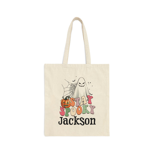 Cotton Canvas Tote Bag, Personalized Trick or Treat Bag, Personalised Halloween Bag, Halloween Tote, Kids Halloween Bag, Trick-or-Treat Bag