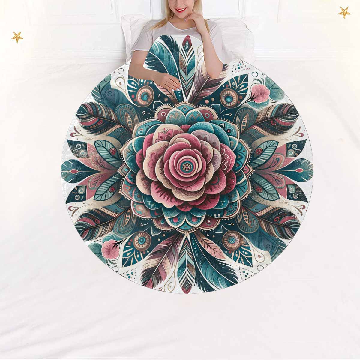 Mandella_Rose_Awd35138  Circular Micro Fleece Blanket 60"