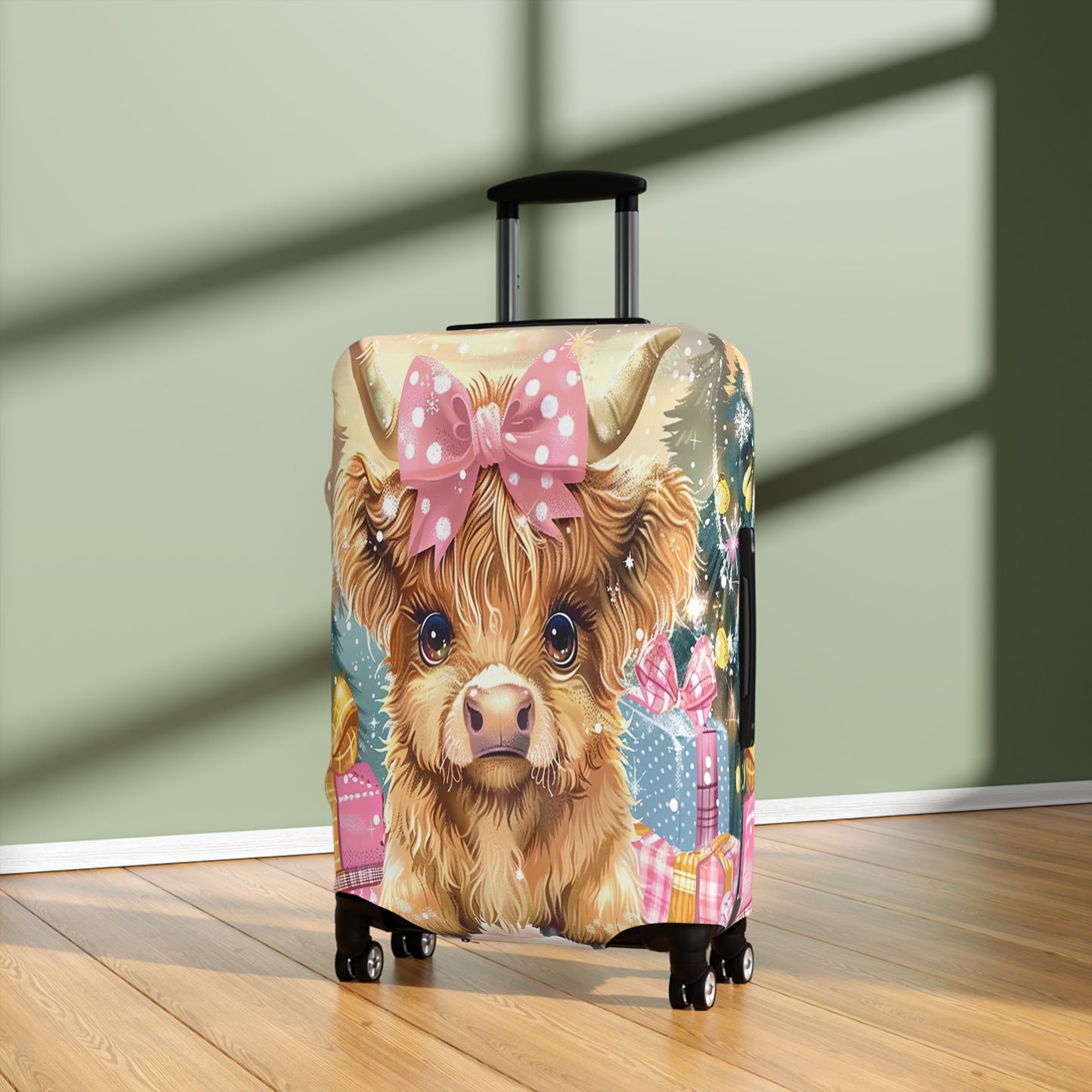 Luggage Cover, Christmas, Highland Cow, awd-3104