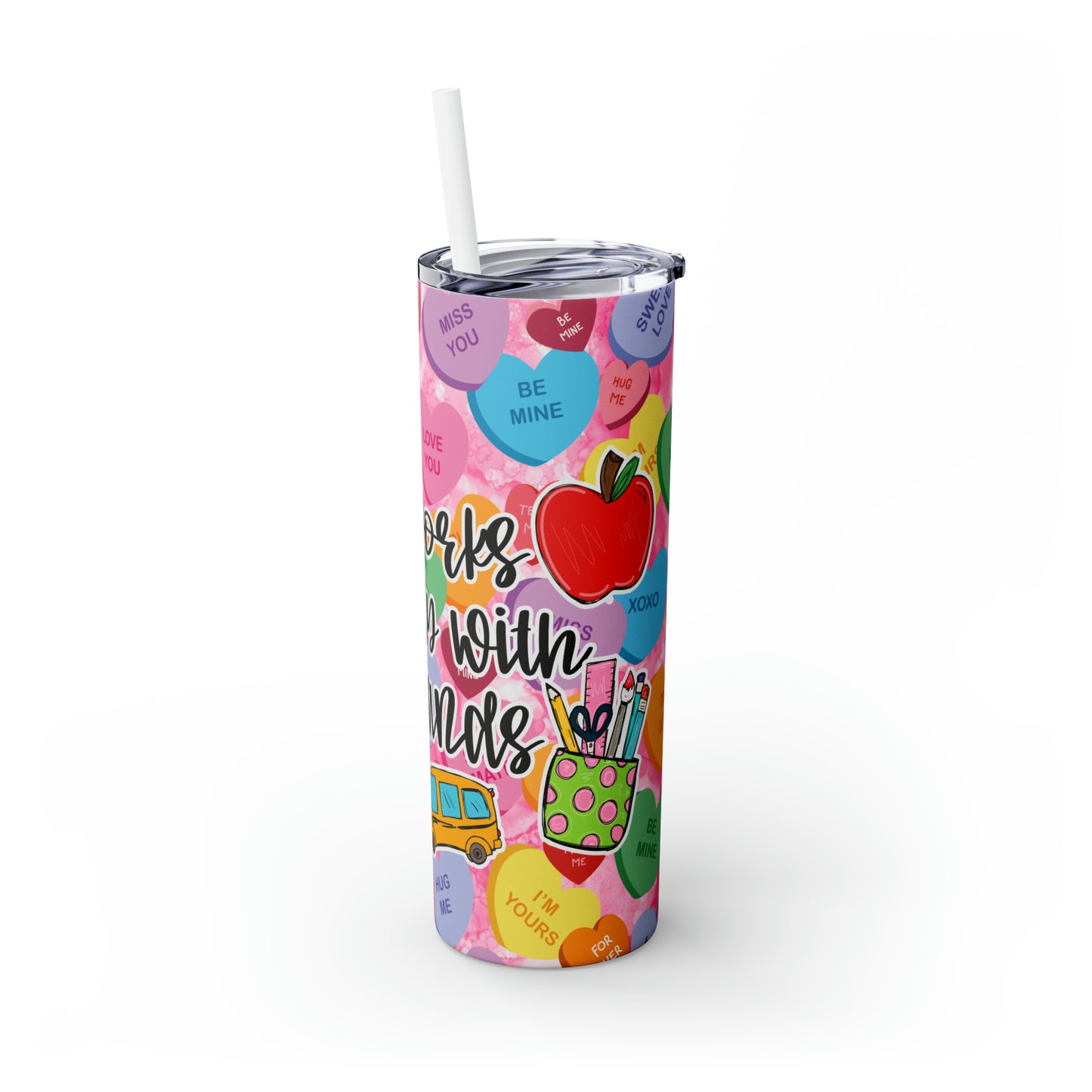 Skinny Tumbler with Straw, 20oz, Teacher