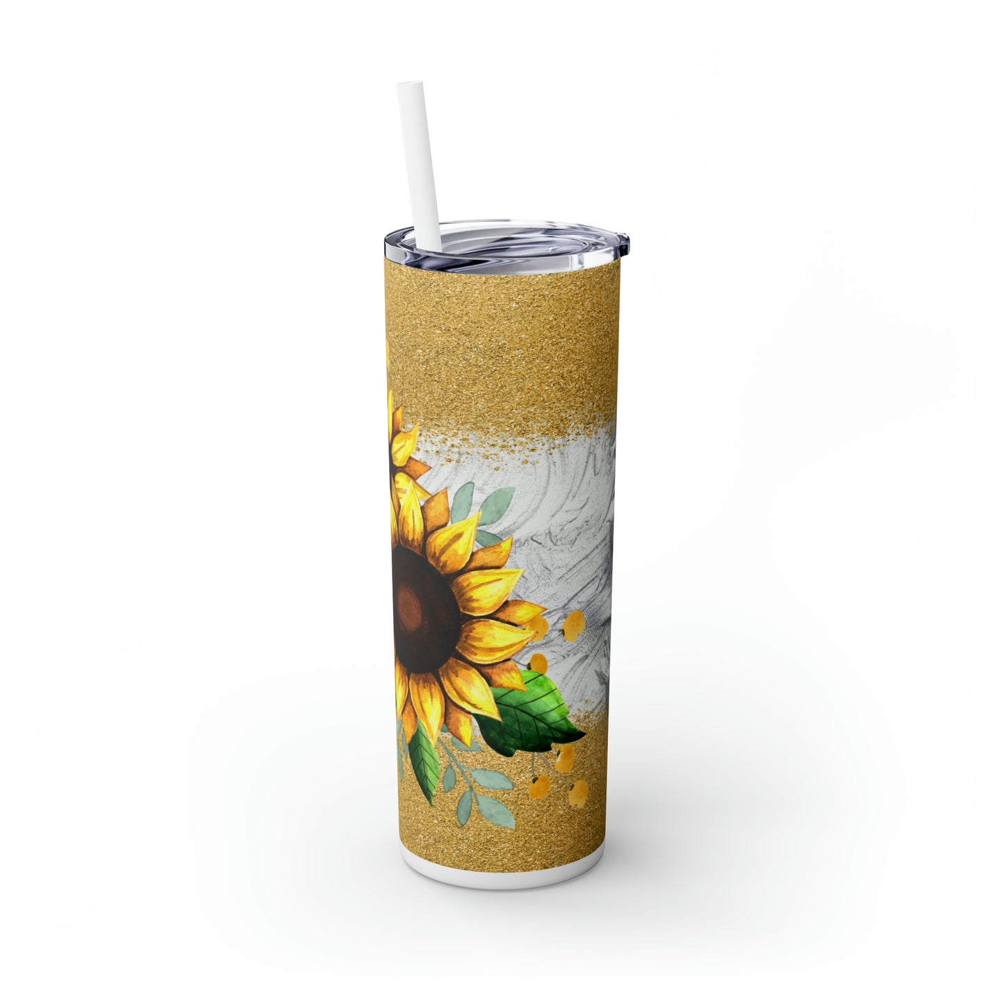 Skinny Tumbler with Straw, 20oz, Sunflower