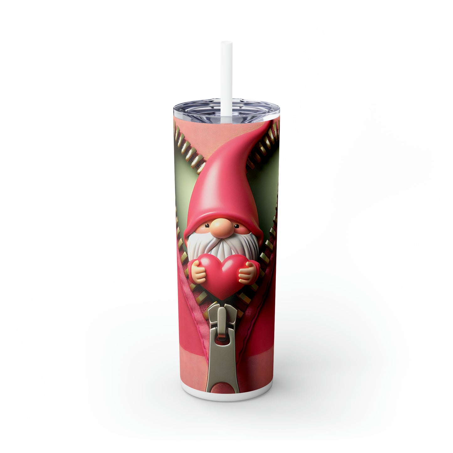 Skinny Tumbler with Straw, 20oz, Santa