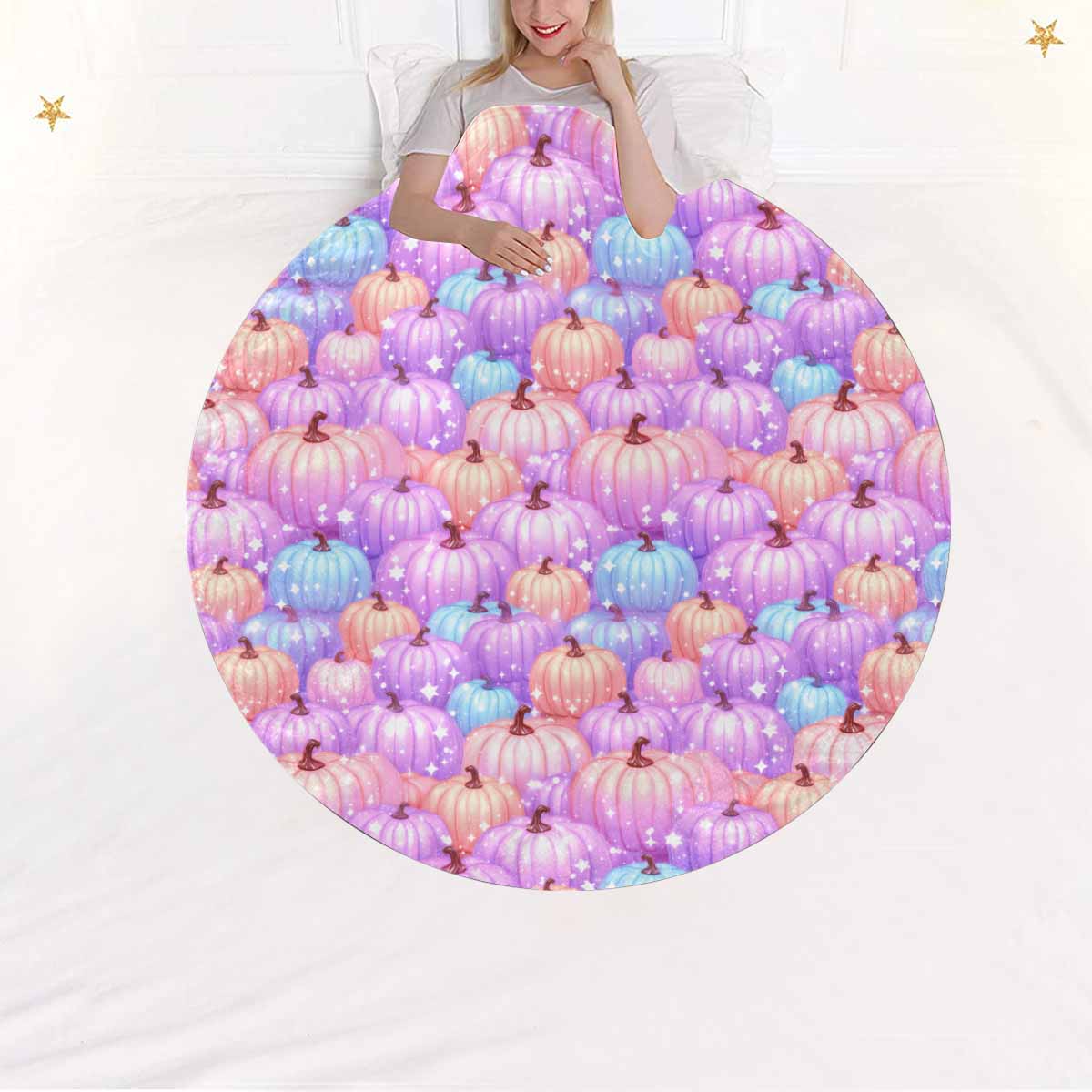 Pastel Pumpkin  Circular Micro Fleece Blanket 60"