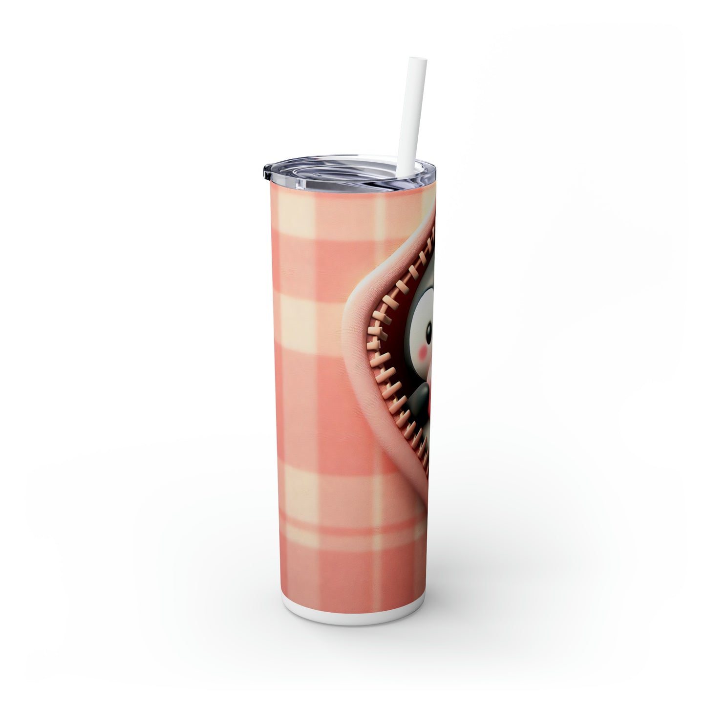 Skinny Tumbler with Straw, 20oz, Penguin, Valentines Day