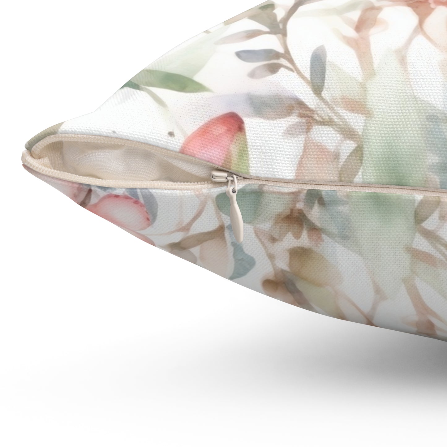 Spun Polyester Square Pillow, Butterfly Floral Cushion