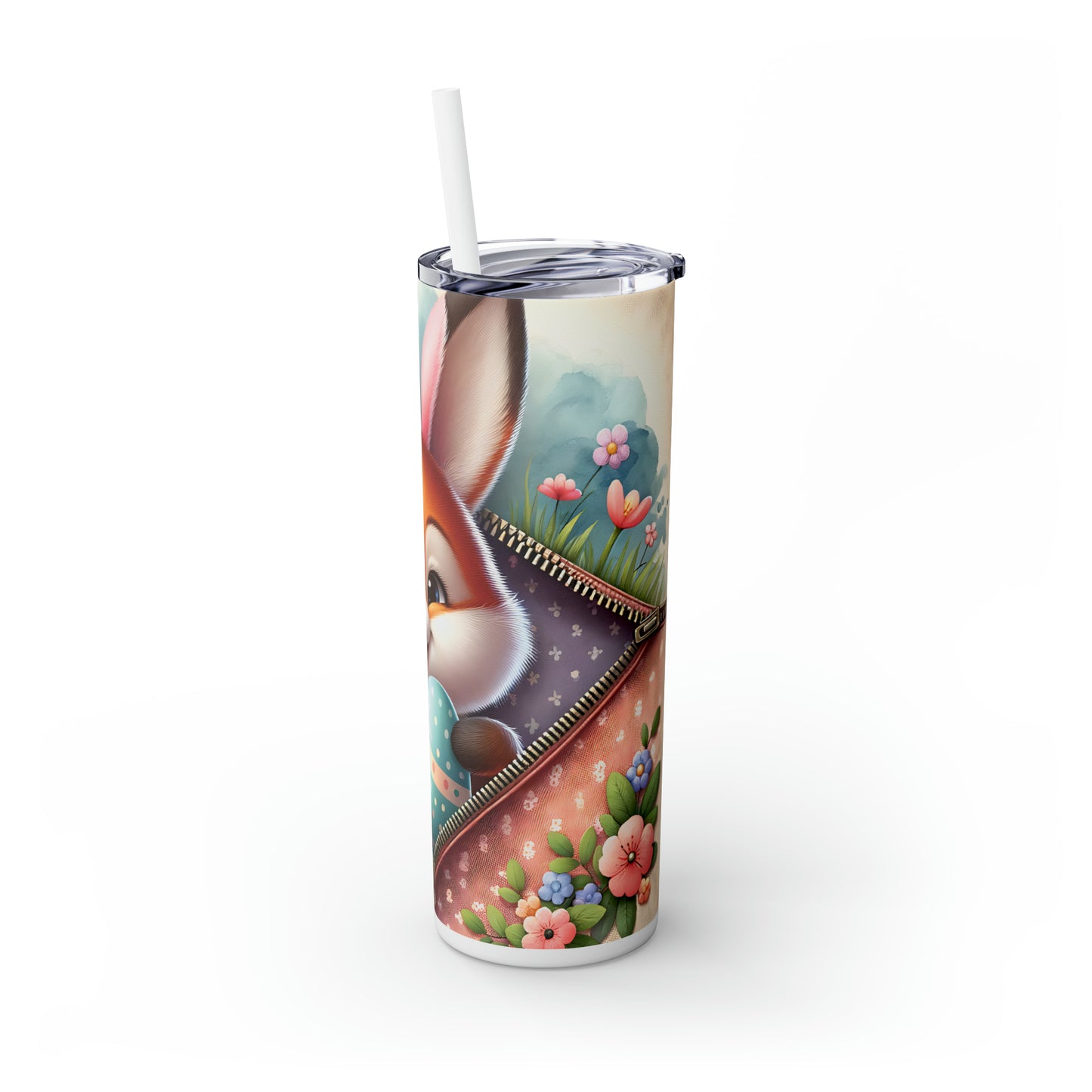 Skinny Tumbler with Straw, 20oz, Easter, Fox, awd-1274