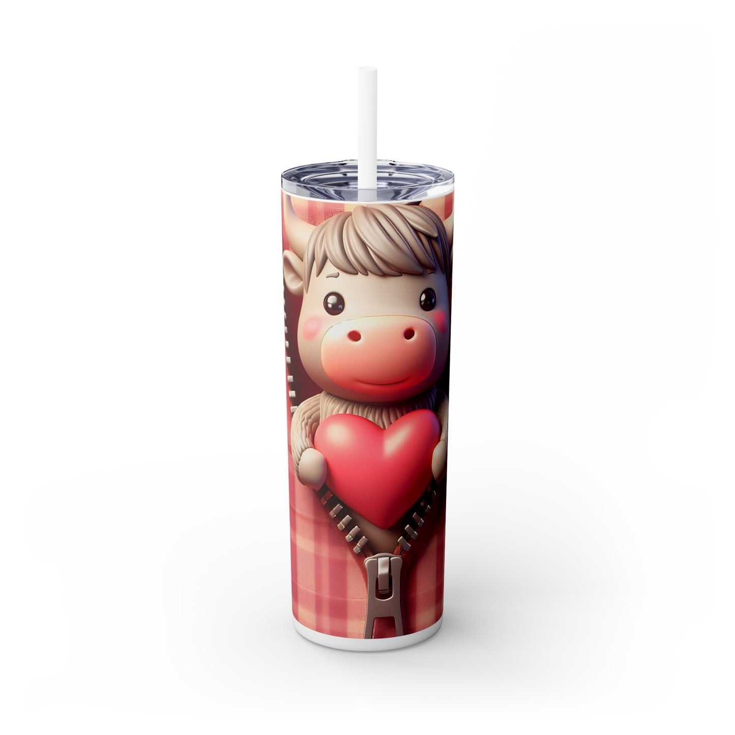 Skinny Tumbler with Straw, 20oz, Highland Cow, Valentines Day, awd-956