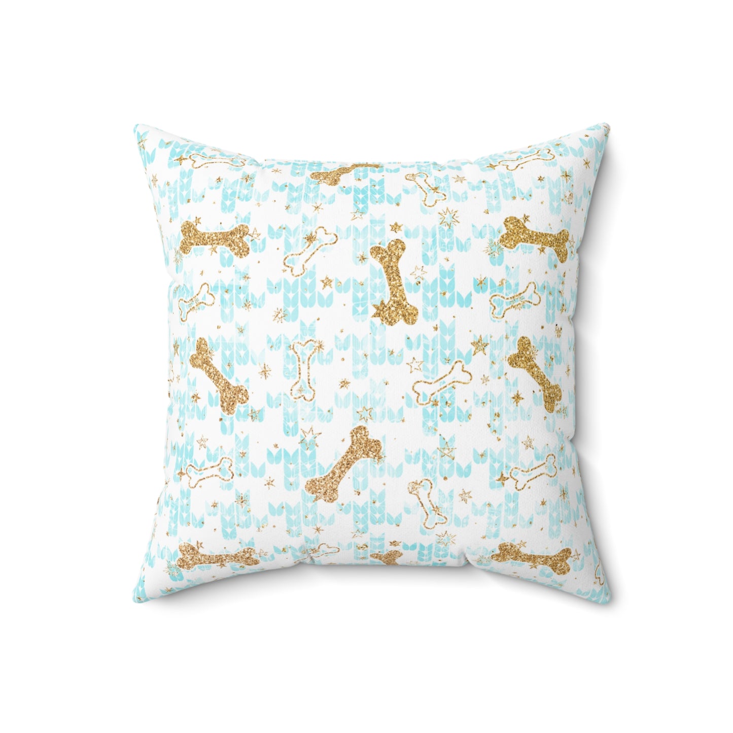 Spun Polyester Square Pillow, Doggie Bones Christmas Cushion