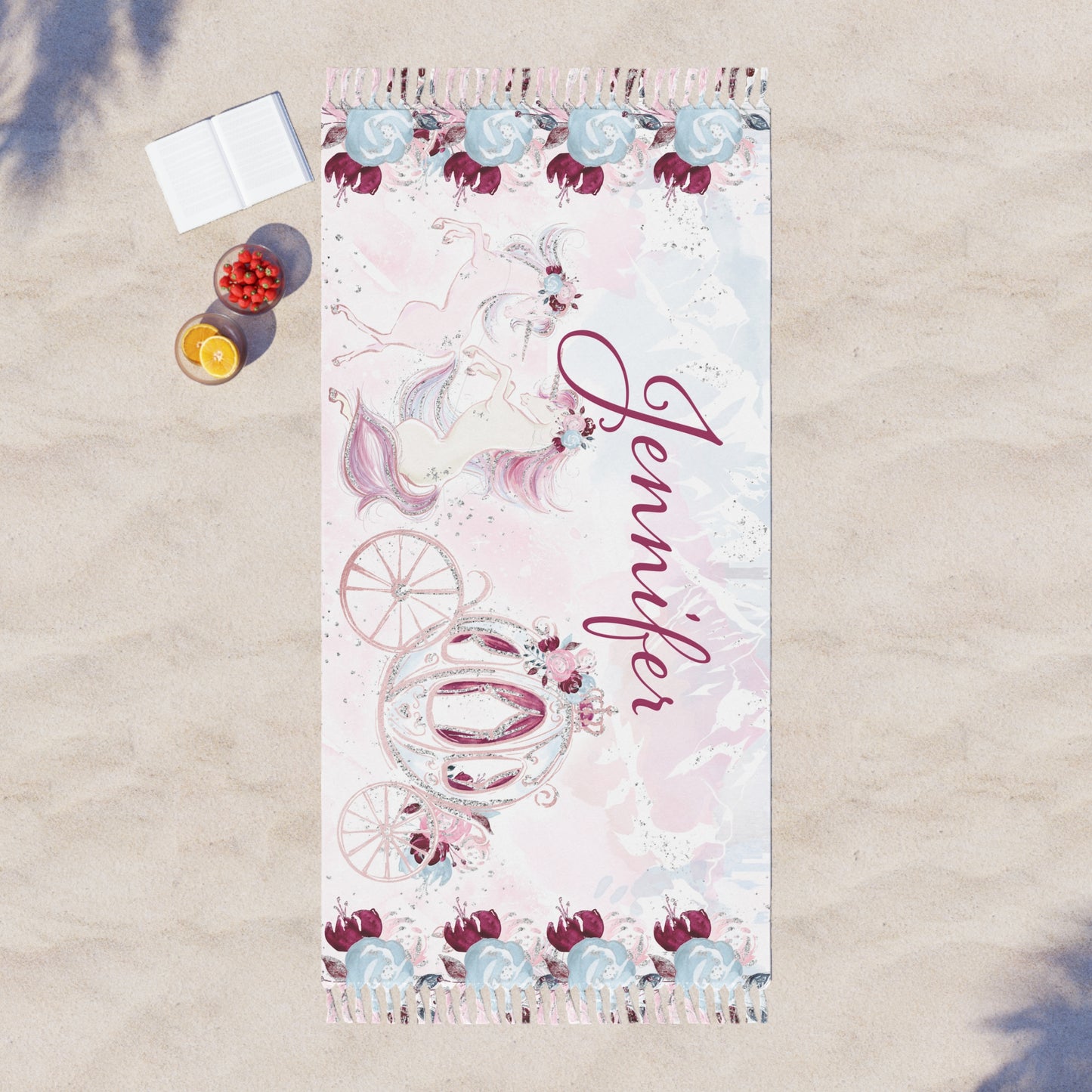 Personalised Princess Dreams Boho Beach Towel