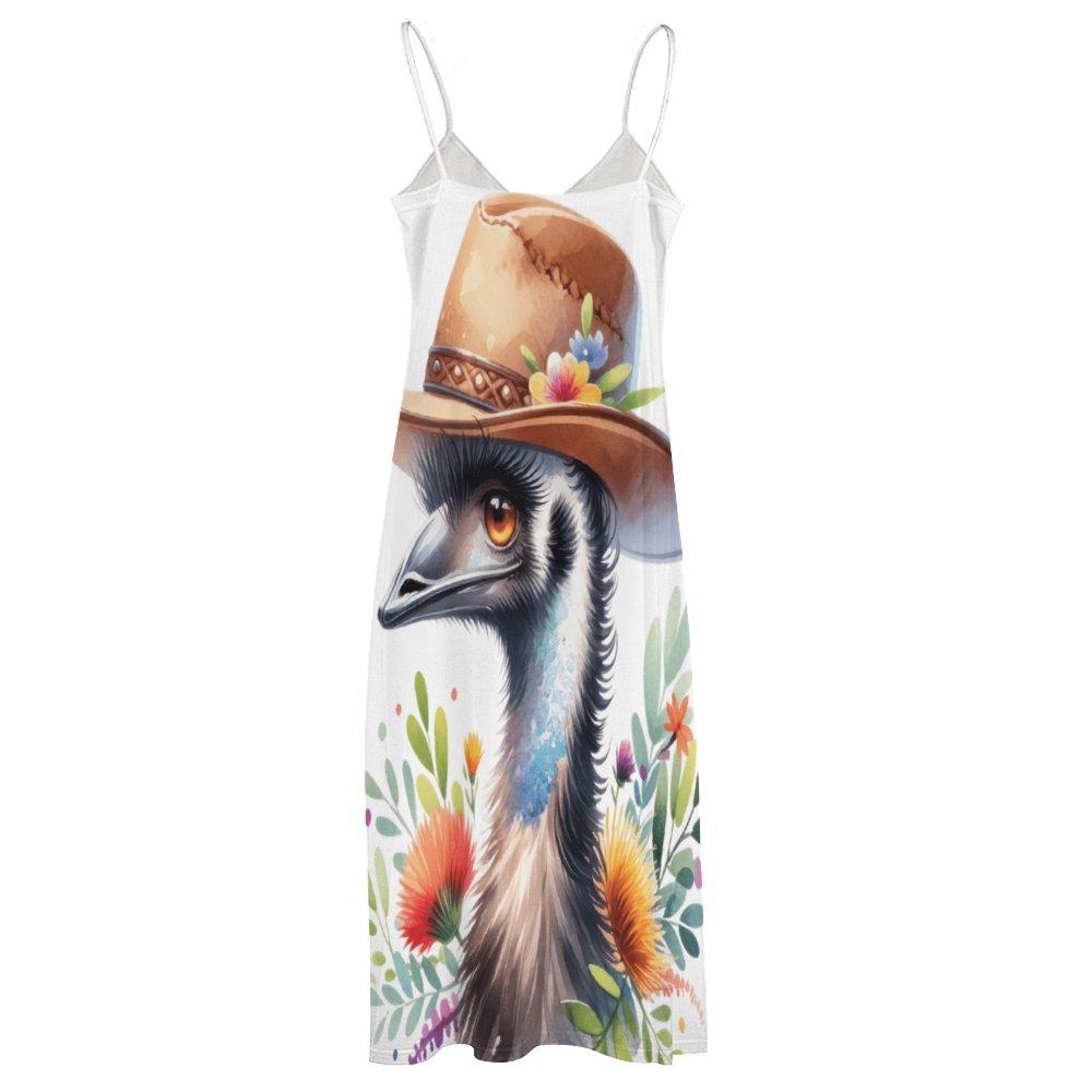 Australian Animals Emu Spaghetti Strap Ankle-Length Dress Long dress