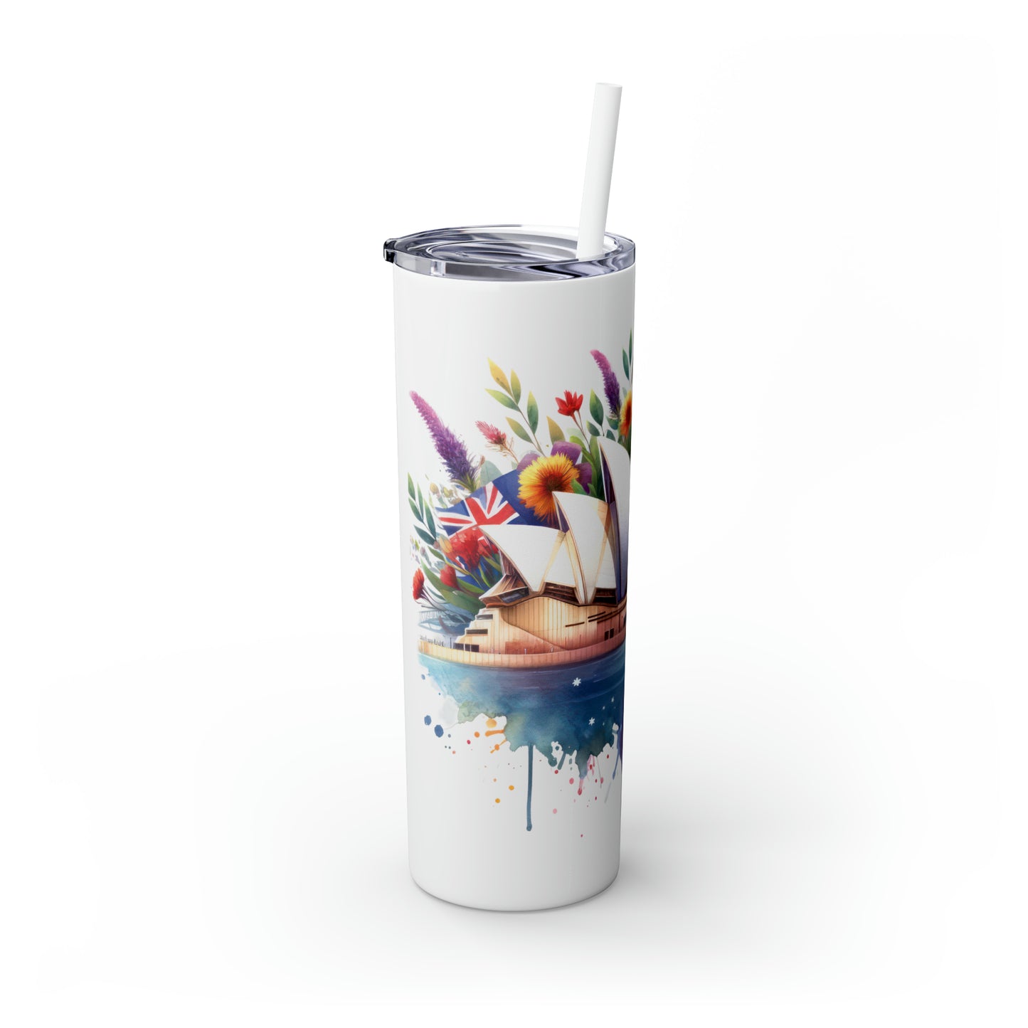 Skinny Tumbler with Straw, 20oz, Australia, Opera House, awd-1313