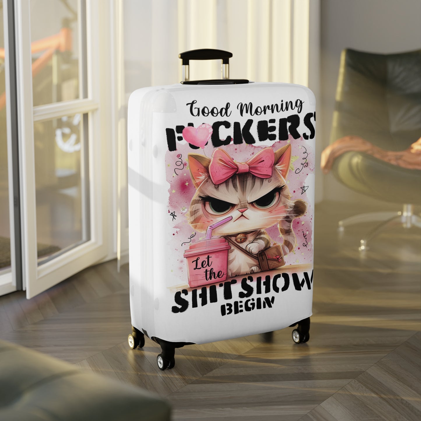 Luggage Cover, Cat, Funny Quote, awd-4013