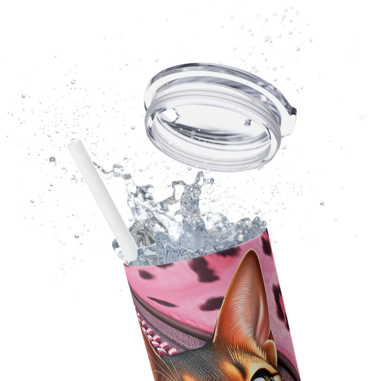 Skinny Tumbler with Straw, 20oz, Cat, Valentines Day, awd-741