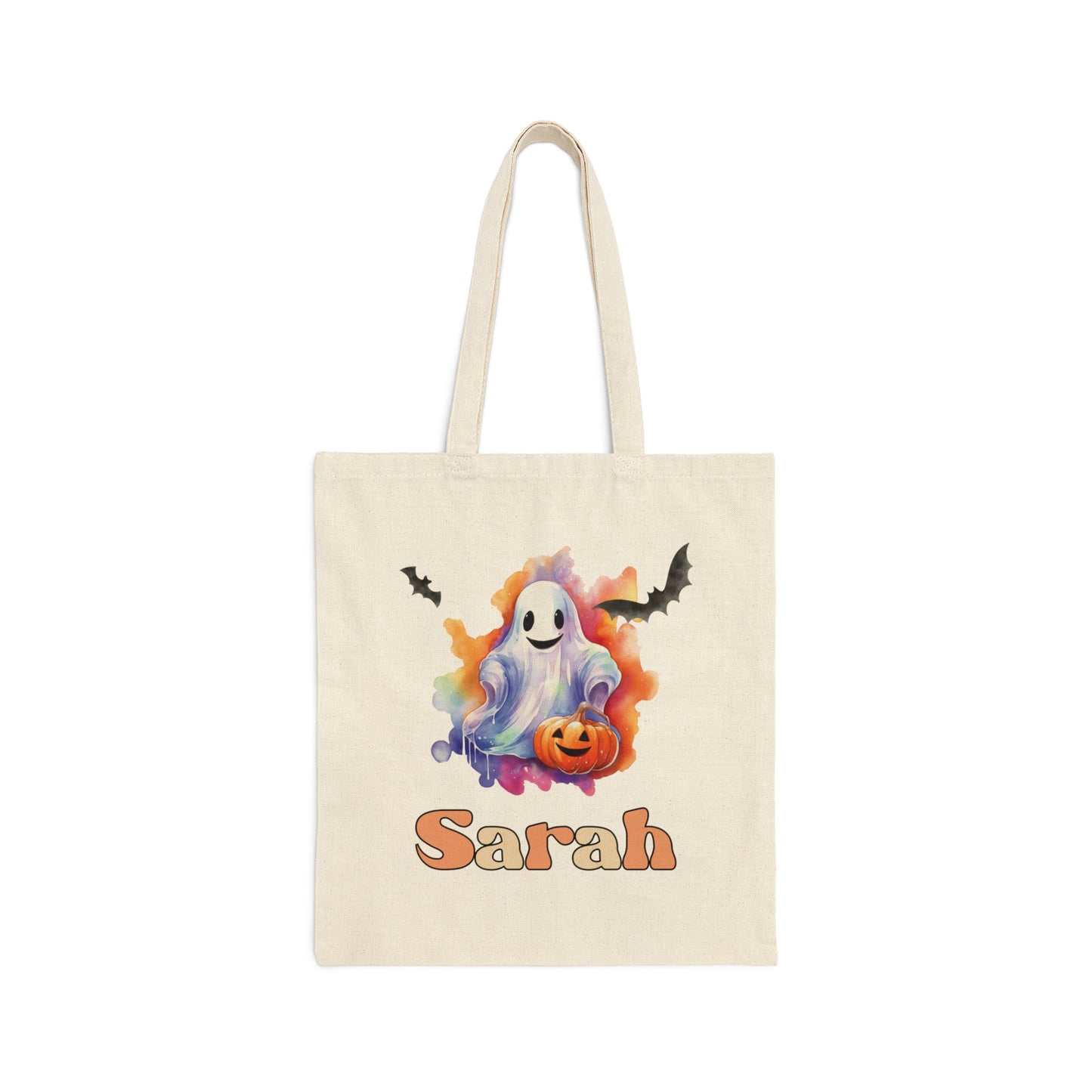 Cotton Canvas Tote Bag, Personalized Trick or Treat Bag, Personalised Halloween Bag, Halloween Tote, Kids Halloween Bag, Trick-or-Treat Bag