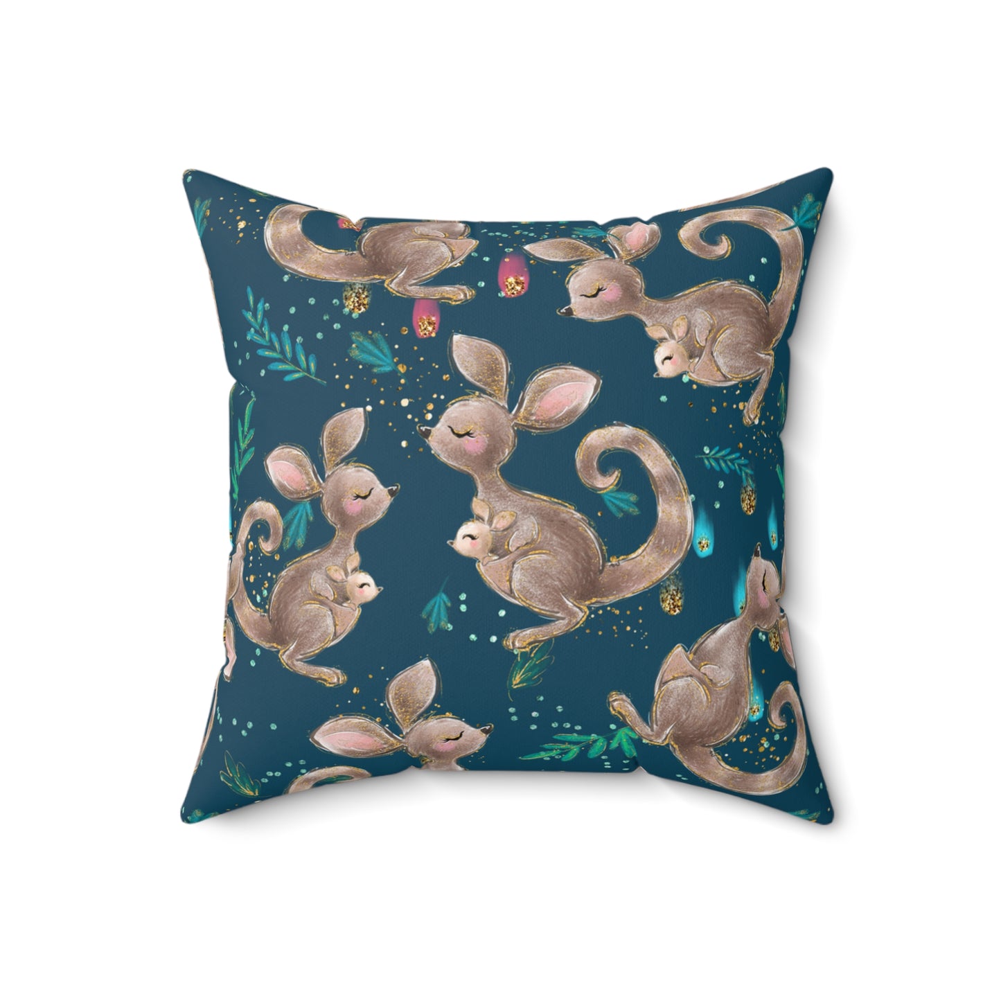 Spun Polyester Square Pillow, Australian Kangaroos