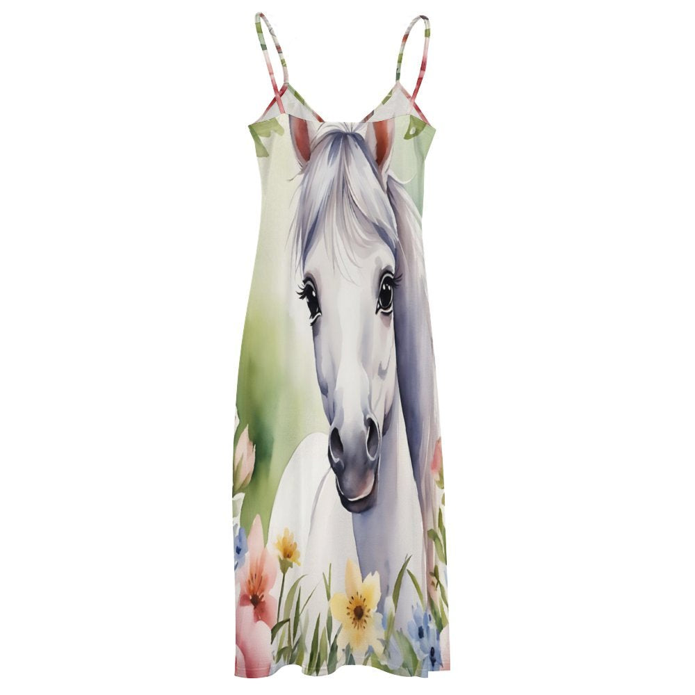 Horse Spaghetti Strap Ankle-Length Dress Long dress