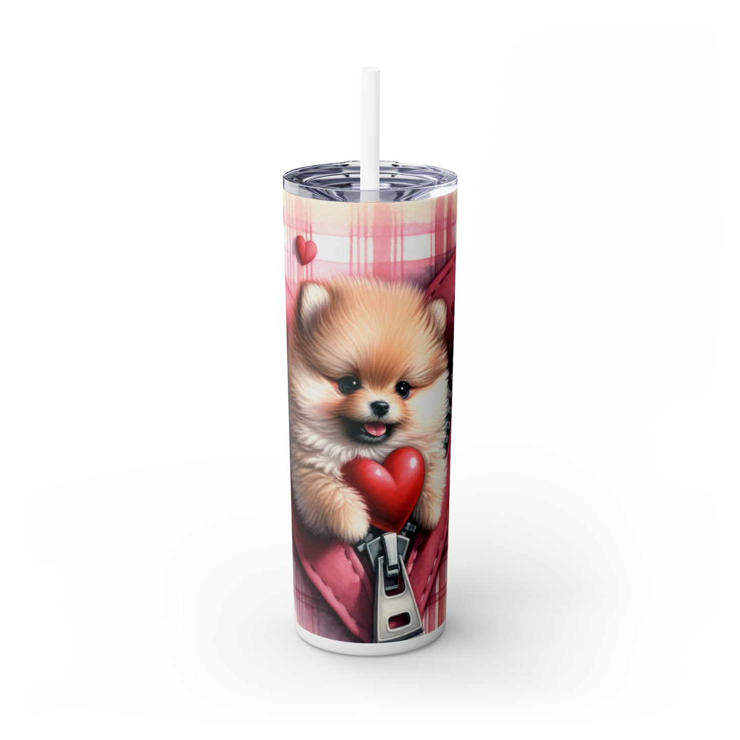 Skinny Tumbler with Straw, 20oz, Dog, Valentines Day, awd-830