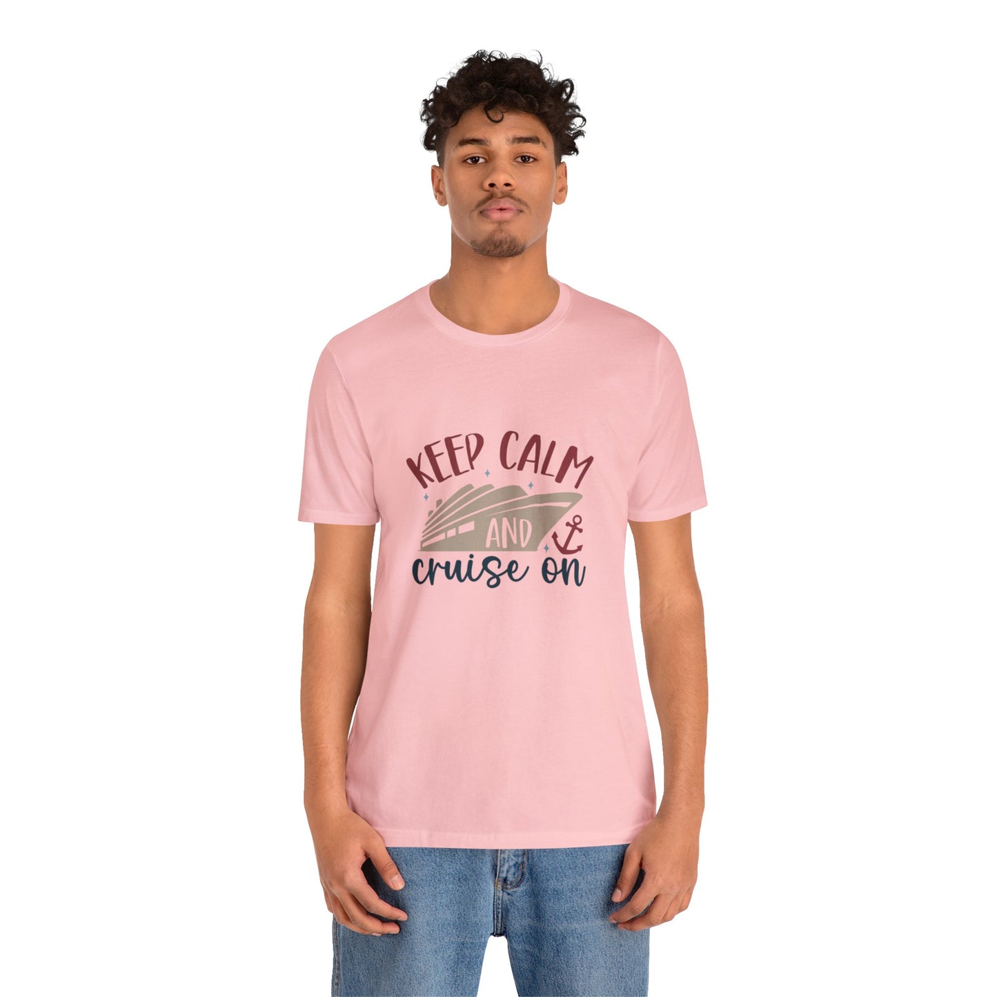 Unisex Adults Jersey Short Sleeve Tee, Cruise Tee, Keep Calm and Cruise On, 100% Cotton, Light Fabric 142 g/m²