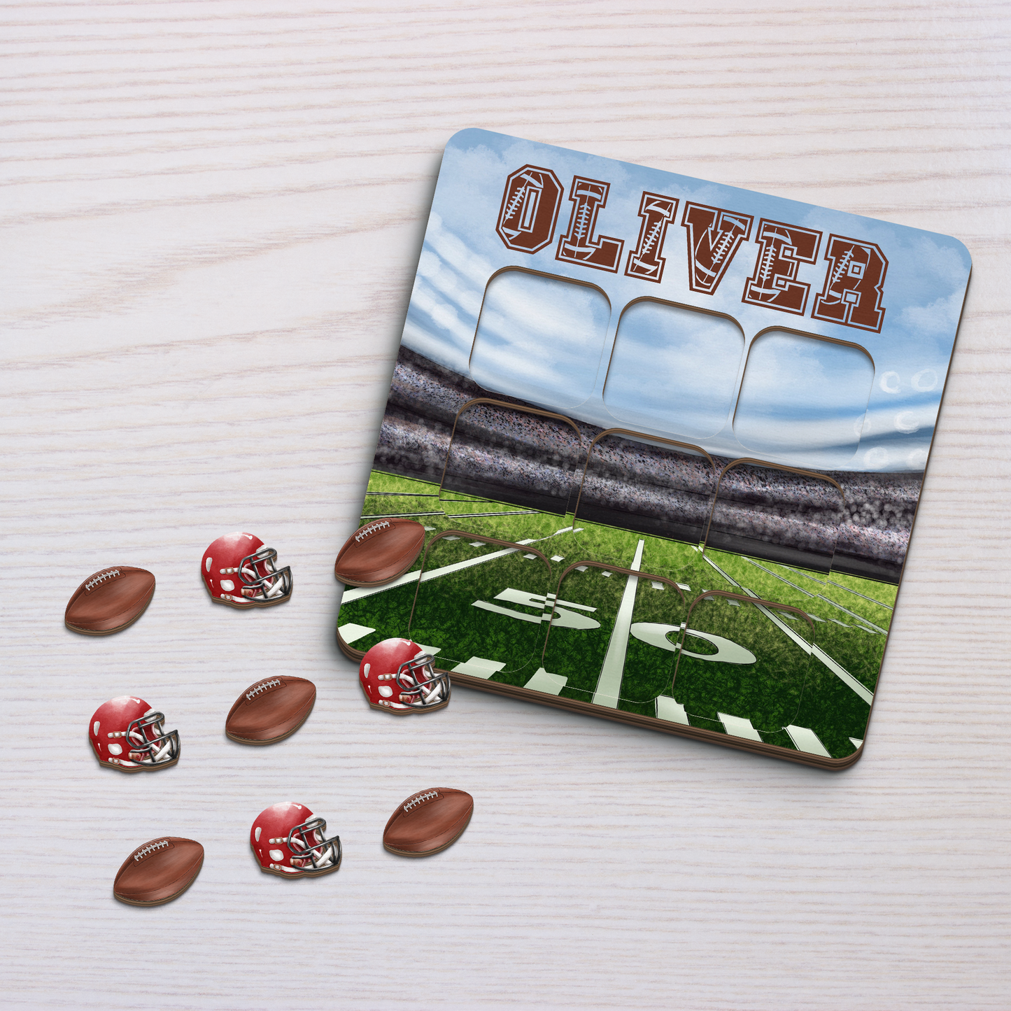 Personalised Wooden Tic Tac Toe Board – Personalised Football Theme, Playful & Stylish Décor