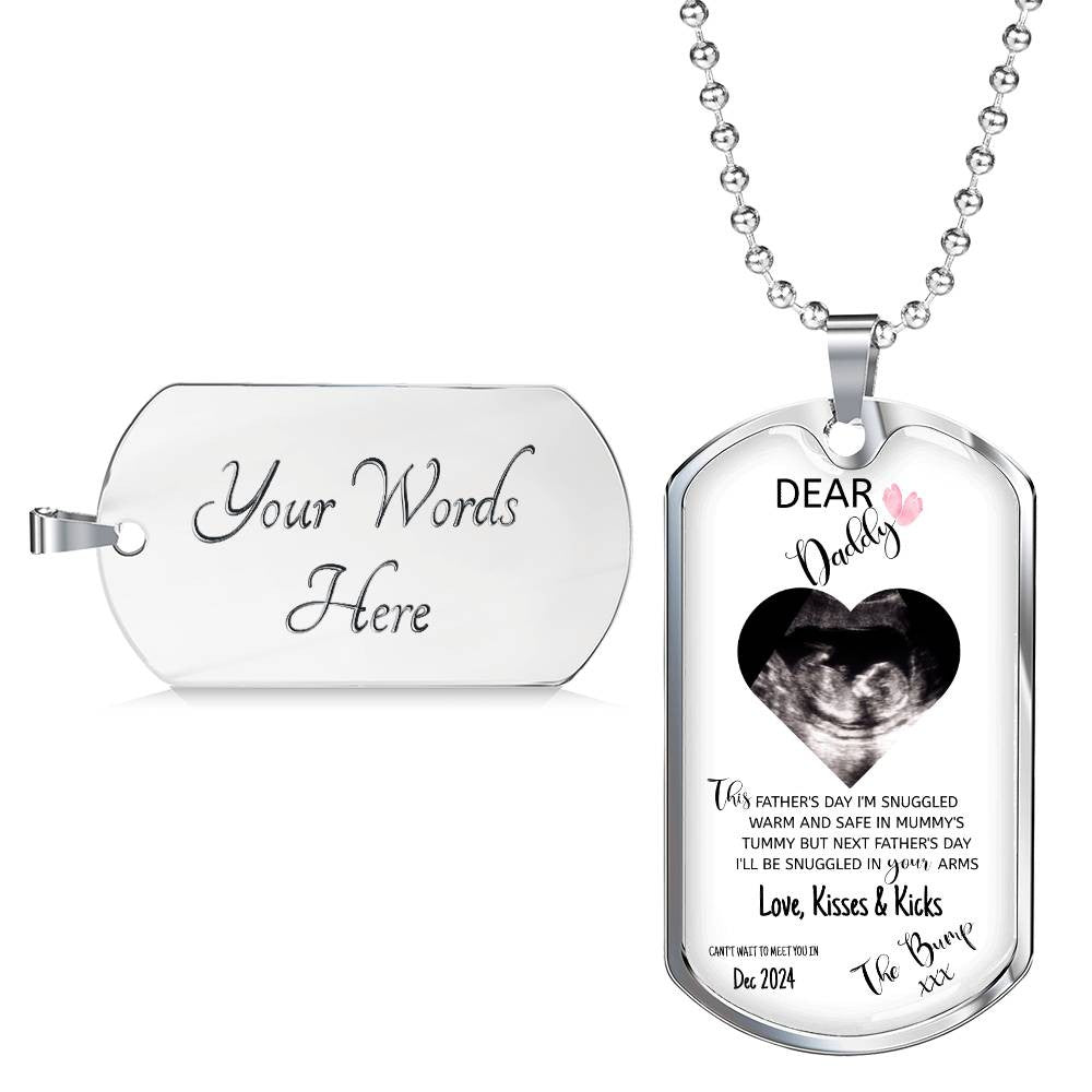 Dog Tag Personalised Dear Daddy Can't Wait to Meet you Pendant