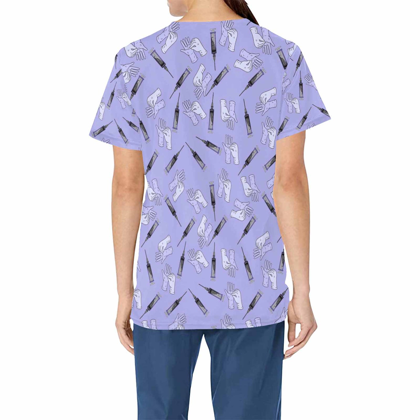 Nurse16  Women's V Neck Scrub Top Nurse Uniform with Deep Front Pockets