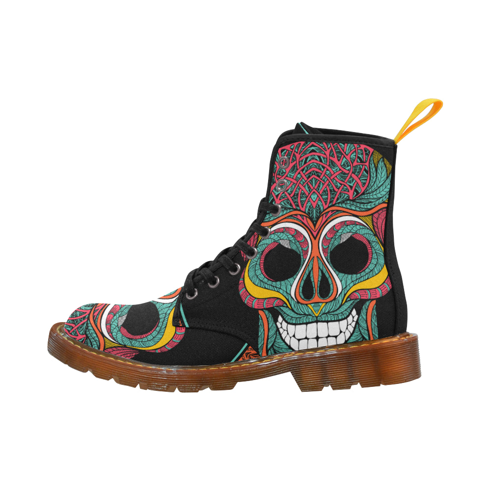 Flowers Skull Martin Boots For Women Model 1203H